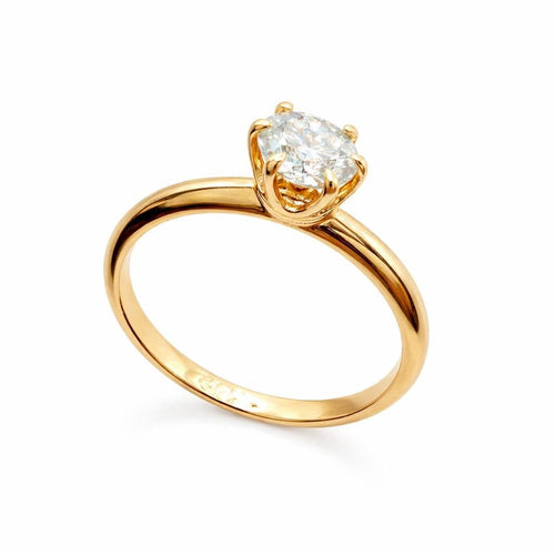 Bague 57 Bague solitaire en or jaune avec un diamant naturel. 58 Facettes 50351