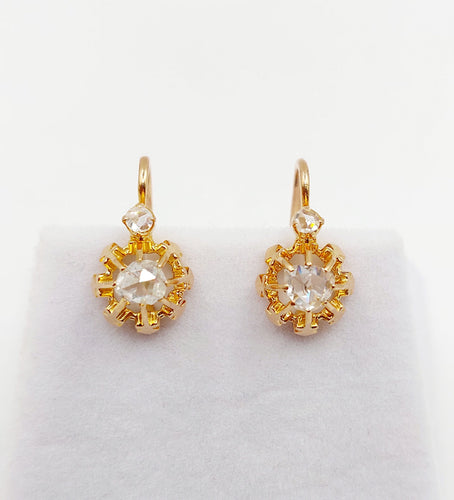 Dormeuses victoriennes or rose, diamants taille rose (circa 1880) 58 Facettes A06212