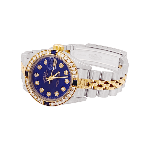 Montre Montre Rolex, "Oyster Perpetual Datejust", or jaune, acier, diamants. 58 Facettes 34641