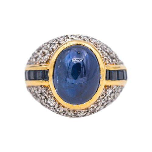 Bague 49 Bague Or blanc, Or jaune Saphir, Diamant 58 Facettes 4931993CN