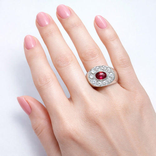 Bague Bague Jonc Or Blanc Rubis Diamants 58 Facettes