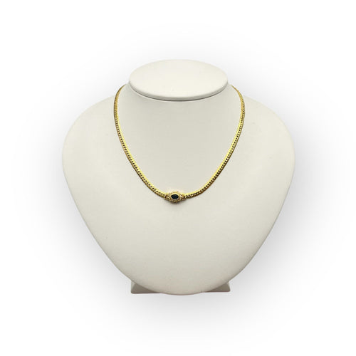 Naszyjnik typu choker z żółtego złota 750 oraz szafirami, diamentami 