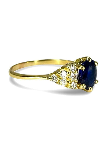Bague 56 Bague or jaune saphir 2 ct et diamants 0,50 ct 58 Facettes 00080101