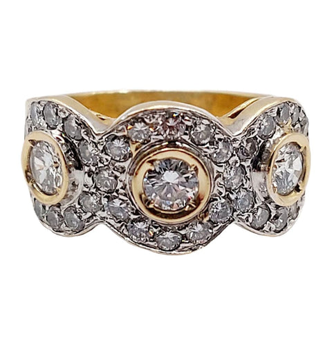 Bague 48 Bague trilobée vintage or jaune et diamants 58 Facettes A05793