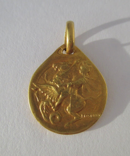 Rasumny - Medaljon privezak Art Nouveau dvostrani Sveti Đorđe u žutom zlatu 18k 