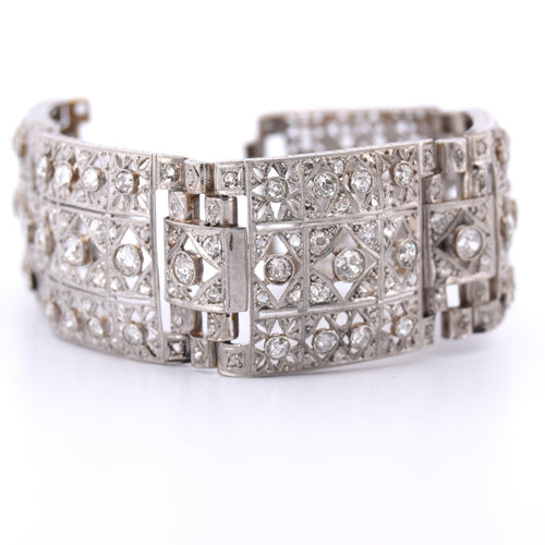 Bracelet Bracelet Antique Deco, en platine avec diamants 58 Facettes