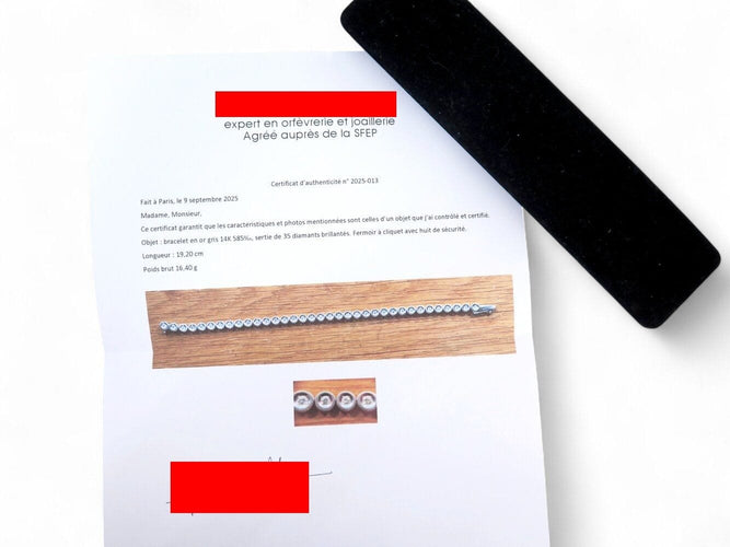 Bracelet bracelet tennis t19 serti de 35 diamants 2.1ct en or blanc 14k 16gr 58 Facettes 268155
