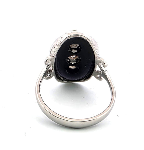 Bague 50 Bague en platine avec diamants et onyx 58 Facettes