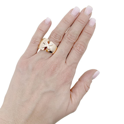 Bague 55 Bague Chaumet, "Liens" grand modèle, or rose, diamants. 58 Facettes 35128