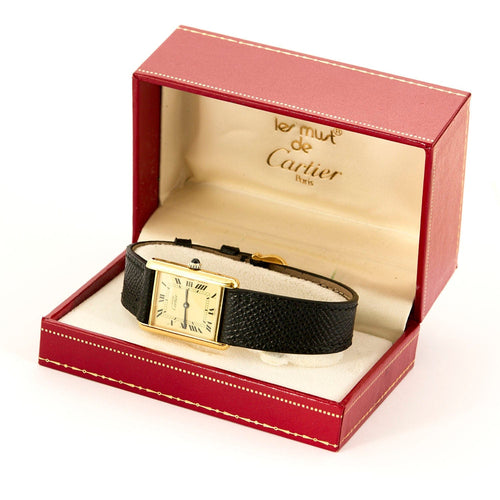 Montre CARTIER - Montre Modèle Tank Must en argent plaqué or 58 Facettes