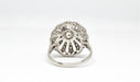 Bague 53.5 Art Déco style bombe ring platinum with diamonds. 58 Facettes