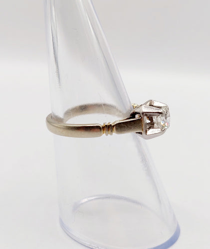 Bague 52 Bague solitaire Art déco en or blanc 18k et platine, diamant 0,43 carat 58 Facettes A06462