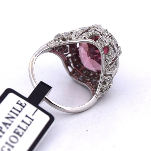 Bague 49 Bague en platine avec tourmaline 8.00 ct et diamants 0.50 ct 58 Facettes AN532