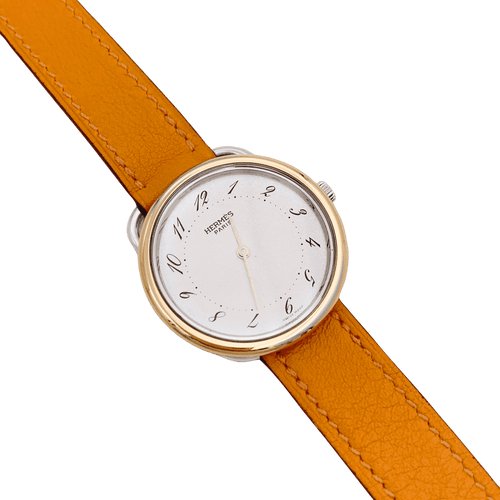 Montre Hermès, "Arceau", plaqué or, acier, cuir. 58 Facettes 34466