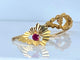 18-carat yellow gold earrings Sleepers earrings with red stones 