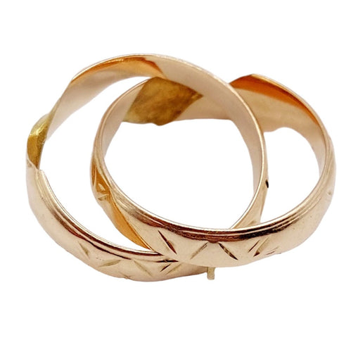 Bague 51 Alliance jumelées Gimmel antique or rose non gravée 58 Facettes A05700