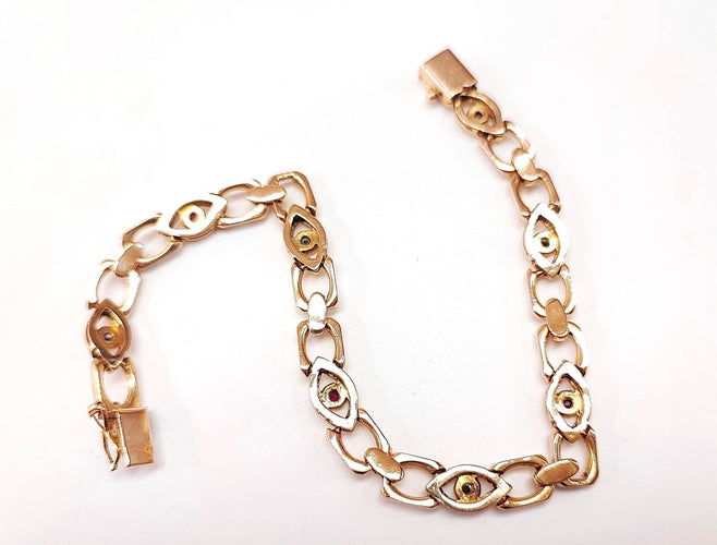 Bracelet Bracelet or rose diamants et rubis 58 Facettes Brac.rub.dt-1480