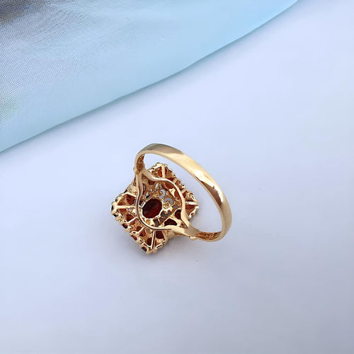 Bague 57.5 Bague or jaune grenats 58 Facettes 1756