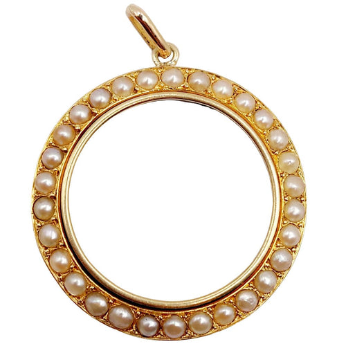 Pendentif Pendentif victorien or jaune orné de perles (circa 1890) 58 Facettes A05277