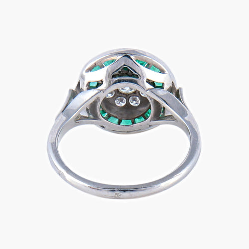 Bague 52 Bague style Art Déco Diamants Emeraudes 58 Facettes