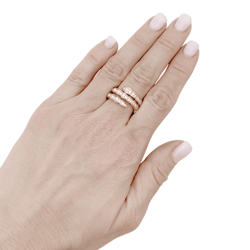 Bague 55 Bague Bulgari, "Serpenti Viper", or rose, diamants. 58 Facettes 34524