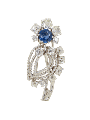 Broche MAUBOUSSIN Broche or blanc saphir diamants taille ancienne 58 Facettes 342