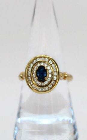 Bague 57 Bague Pompadour Vintage or jaune saphir diamants 58 Facettes