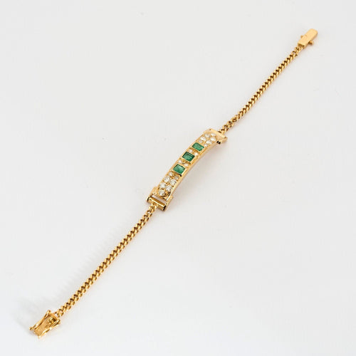 Bracelet Bracelet Gourmette Or Jaune, Émeraudes et Diamants 58 Facettes 240 772