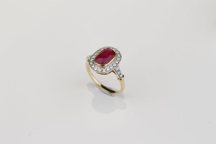 Bague 53 Bague Marguerite 2 Ors Rubis Diamants 58 Facettes