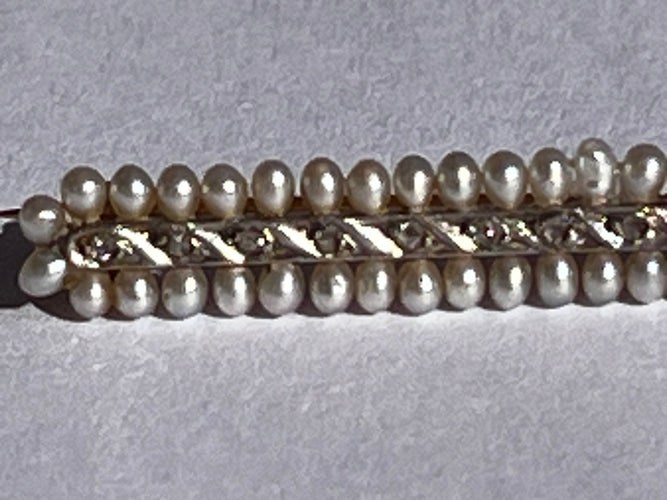 Broche Broche barrette or 18K diamants en perles de culture art deco 58 Facettes