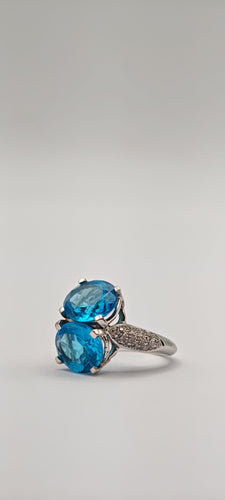 Bague 53 Bague Antonioni en or blanc et topaze 58 Facettes 21010248