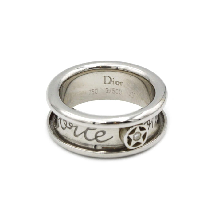 Bague 47 DIOR  - Bague or blanc porte bonheur diamant 58 Facettes 140232R