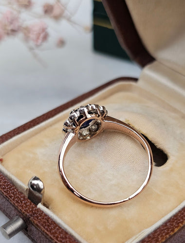 Bague 51,5 Bague Marguerite Or rose, Platine, Saphir, Diamants 58 Facettes 387