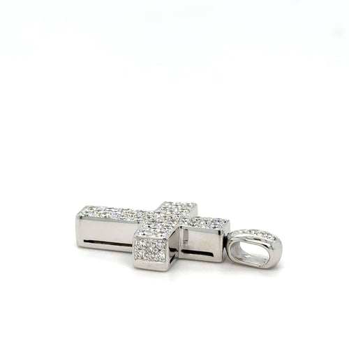 Pendentif PENDENTIF CROIX OR BLANC DIAMANTS 58 Facettes Ref 1.0000040/4