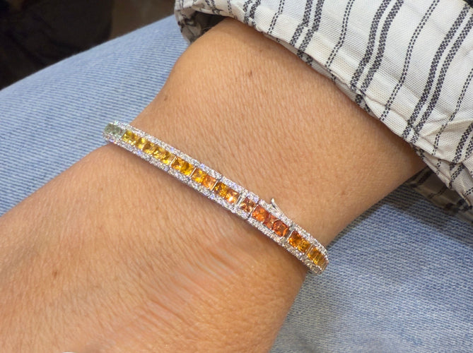 Bracelet Bracelet rainbows platine , saphirs et diamants 58 Facettes