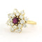 Bague 61 Bague en or jaune avec rubis et diamants taille brillant 58 Facettes