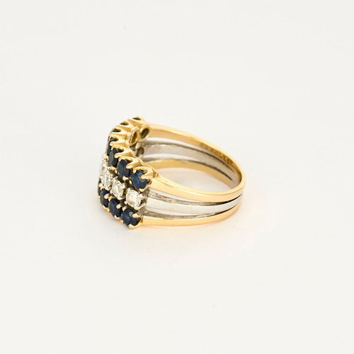 Bague 56 Bague or jaune et gris, saphir et diamants 58 Facettes CHOL0944