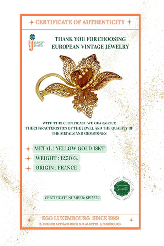 Broche Broche française en or jaune filigrane à fleurs 58 Facettes
