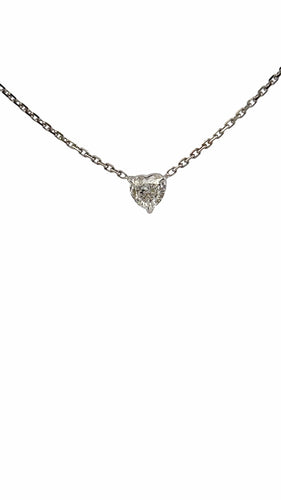 Collier Ras de cou or blanc diamant cœur 0,74 carat 58 Facettes