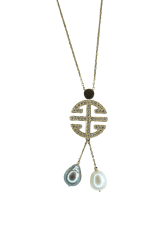 Pendentif Pendentif or jaune 49 diamants symbole longévité 58 Facettes #00012