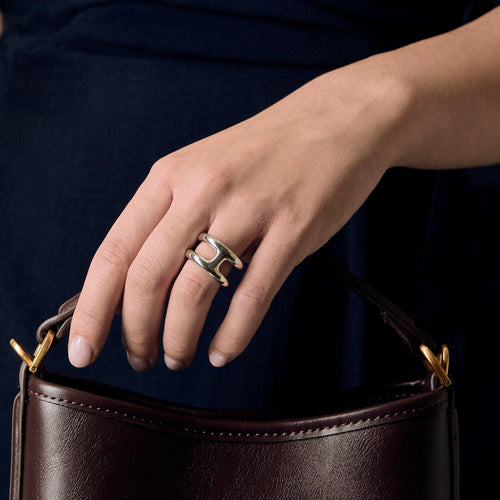 Bague 52 HERMÈS - Osmose - Petit modèle - Bague en argent 58 Facettes 58FC13-2