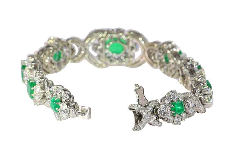 Bracelet Bracelet vintage luxueux : diamants 16 carats, émeraudes colombiennes 7 carats 58 Facettes 16196-0083