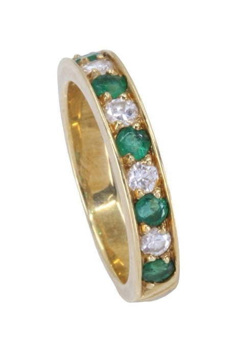 Emerald and diamond half wedding ring