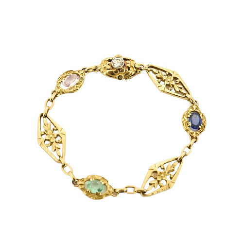 Bracelet Bracelet en or jaune, saphir, topaze rose, émeraude et diamant 58 Facettes PER1612