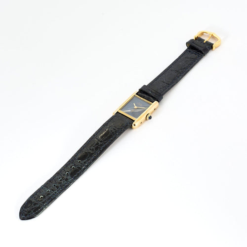 Montre Cartier - Montre Modèle "Tank Must" en argent, plaqué or et cadran bleu. 58 Facettes