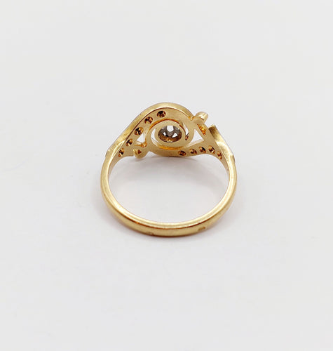 Bague 56 Bague tourbillon antique en or 18k et platine, diamant taille ancienne et diamants roses 58 Facettes A06434