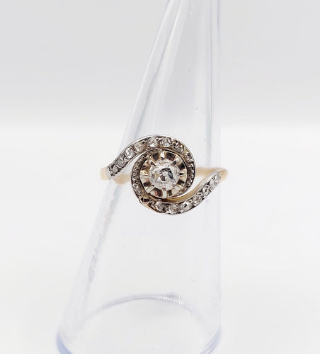 Bague 53 Bague tourbillon antique en or 18k et platine et diamants (circa 1900) 58 Facettes A06348