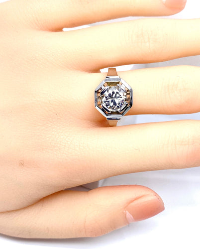 Inel din aur alb, diamant de 1,95 carate, epocă ART DECO 