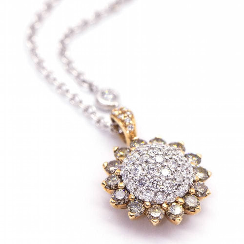 Collier Collier Fleur de TOURNESOL Or Rose et Diamants 58 Facettes D360911FV