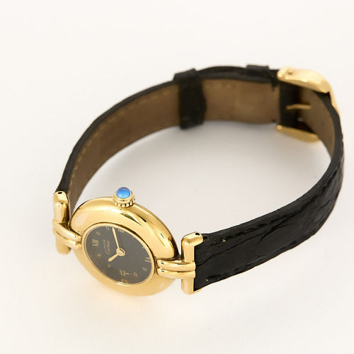 Montre CARTIER - Montre Modèle Colisée Must en argent plaqué or cadran noir chiffres romains 58 Facettes